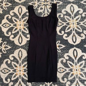 Black Windsor Mini Dress with Tan Back Straps